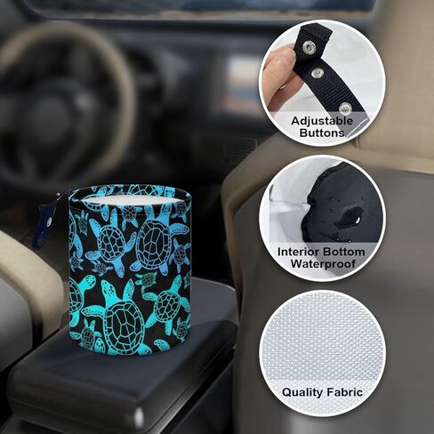 سلحفاة البحر قمامة CAN MINI CAR TRASH SHALD مسند رأس مع أزرار قابلة للتعديل منظم السيارات متعددة الأغراض in Kuwait