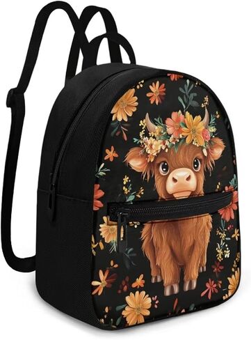Highland Cow Mini Backpack Purse for Women Work Portable Bookbag with Front Zipper Pocket Lightweight Mini Shoulder Bag Travel Stylish Daypack Purse for Picnic Hiking in Saudi Arabia