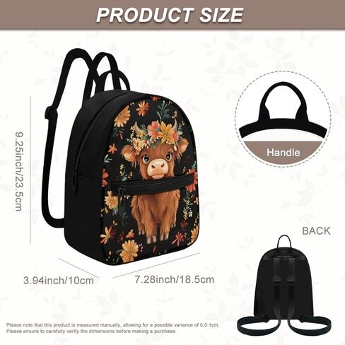 Highland Cow Mini Backpack Purse for Women Work Portable Bookbag with Front Zipper Pocket Lightweight Mini Shoulder Bag Travel Stylish Daypack Purse for Picnic Hiking in Saudi Arabia