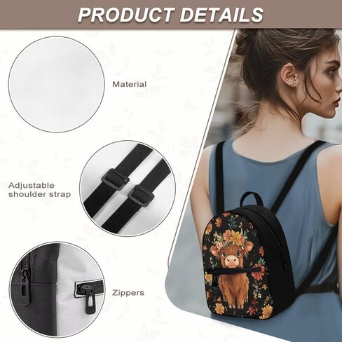 Highland Cow Mini Backpack Purse for Women Work Portable Bookbag with Front Zipper Pocket Lightweight Mini Shoulder Bag Travel Stylish Daypack Purse for Picnic Hiking in Saudi Arabia
