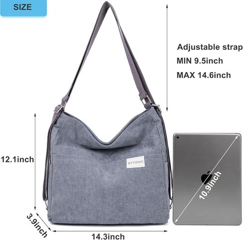 Corduroy Tote Backpack Crossbody Bag for Women, Convertible Shoulder Bags Designer Handbag for College, Work in Kuwait