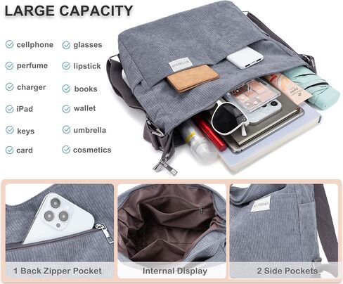 Corduroy Tote Backpack Crossbody Bag for Women, Convertible Shoulder Bags Designer Handbag for College, Work in Kuwait
