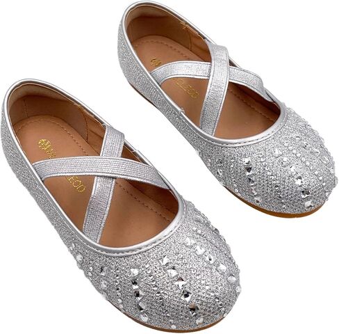 Girls Mary Jane Dress Shoes Rhinestone Dress Shoes Slip On Girl Ballet Flats for Wedding Party, Christmas（Little Kid/Big Kid） in Kuwait