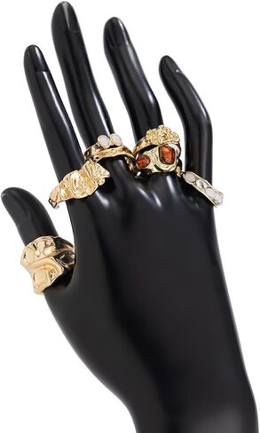 Chunky Knuckle Rings for Women 14K Gold/Silver Plated Crystal Zirconia Ring Set Stacked Opening Adjustable Rings Liquid Irregular Ring Set Prom Jewelry in Kuwait