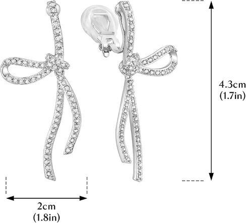 Zircon Bow Elegant Bowknot Clip on Earrings for Women Non-pierced Drop Clip Earrings in Saudi Arabia