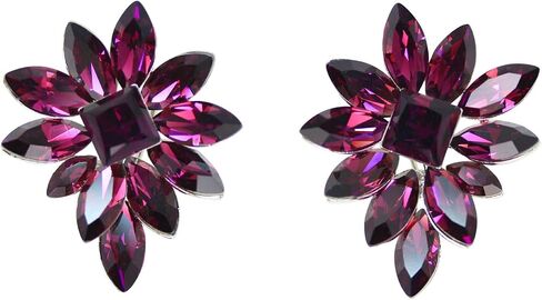 Faship Gorgeous Big Crystal Floral Cluster Pierced Clip Earrings in Saudi Arabia