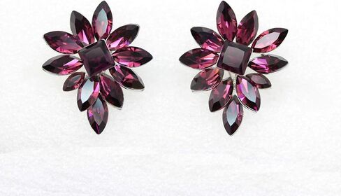 Faship Gorgeous Big Crystal Floral Cluster Pierced Clip Earrings in Saudi Arabia