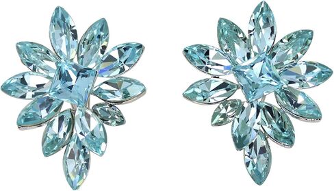Faship Gorgeous Big Crystal Floral Cluster Pierced Clip Earrings in Saudi Arabia