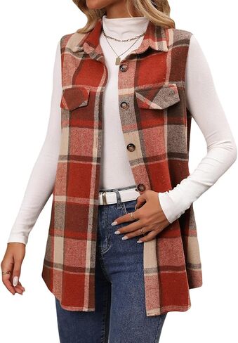 WOWCARBAZOLE WOMENS BLAID VENT BUNTER DOWN SLEEVELESS FABEL NECN TOPS TOPS OUTREAL in Kuwait