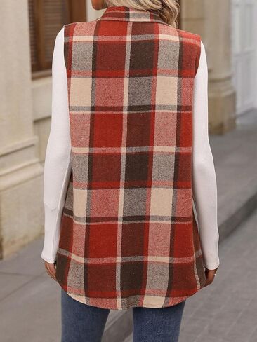 WOWCARBAZOLE WOMENS BLAID VENT BUNTER DOWN SLEEVELESS FABEL NECN TOPS TOPS OUTREAL in Kuwait