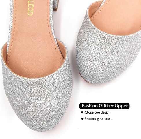 Mei MACLEOD Girls Dress Shoes Sparkly Princess Low Heel Shoes Chunky Heels with Ankle Strap for Wedding Holiday Party in Saudi Arabia