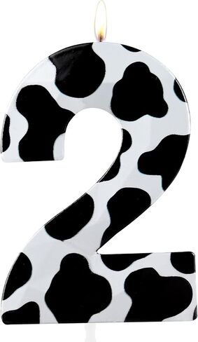Metallic 3D Cow Birthday Candles, Zoo Number 2 Candle, Happy 2nd Birthday Candle for Cake, Farm Animal Cake Topper Decorations for Boys Girls Birthday Party Anniversary Celebration Supplies in Saudi Arabia