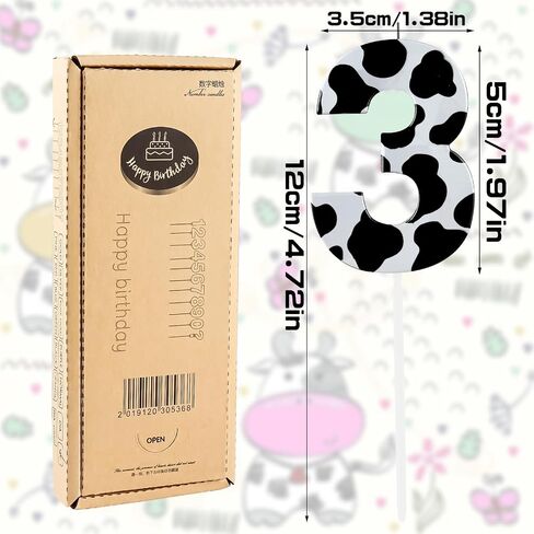 Metallic 3D Cow Birthday Candles, Zoo Number 2 Candle, Happy 2nd Birthday Candle for Cake, Farm Animal Cake Topper Decorations for Boys Girls Birthday Party Anniversary Celebration Supplies in Saudi Arabia