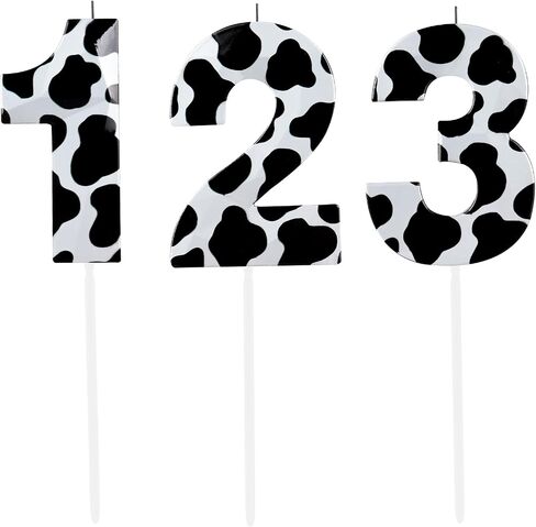 Metallic 3D Cow Birthday Candles, Zoo Number 2 Candle, Happy 2nd Birthday Candle for Cake, Farm Animal Cake Topper Decorations for Boys Girls Birthday Party Anniversary Celebration Supplies in Saudi Arabia