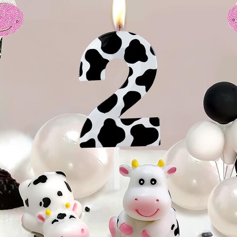 Metallic 3D Cow Birthday Candles, Zoo Number 2 Candle, Happy 2nd Birthday Candle for Cake, Farm Animal Cake Topper Decorations for Boys Girls Birthday Party Anniversary Celebration Supplies in Saudi Arabia