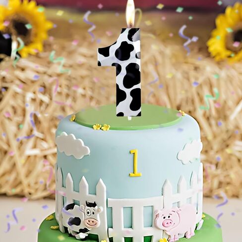 Metallic 3D Cow Birthday Candles, Zoo Number 2 Candle, Happy 2nd Birthday Candle for Cake, Farm Animal Cake Topper Decorations for Boys Girls Birthday Party Anniversary Celebration Supplies in Saudi Arabia
