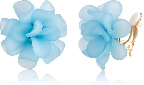 LAXPICOL Fashion Flower Clip On Earrings For Women Cute Lovely Acrylic Flower Earrings No piercing Earrings in Kuwait