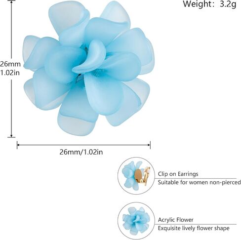 LAXPICOL Fashion Flower Clip On Earrings For Women Cute Lovely Acrylic Flower Earrings No piercing Earrings in Kuwait