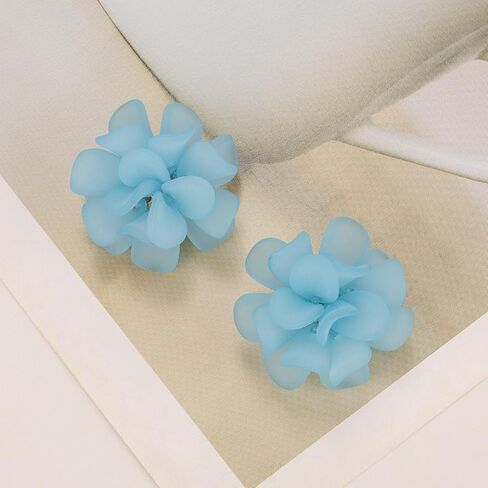 LAXPICOL Fashion Flower Clip On Earrings For Women Cute Lovely Acrylic Flower Earrings No piercing Earrings in Kuwait