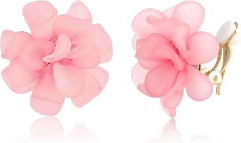 LAXPICOL Fashion Flower Clip On Earrings For Women Cute Lovely Acrylic Flower Earrings No piercing Earrings in Kuwait