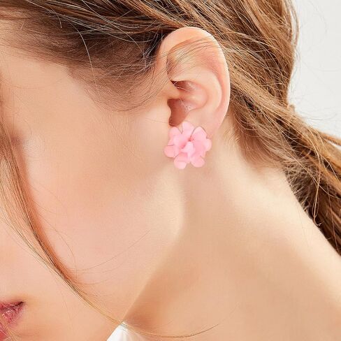 LAXPICOL Fashion Flower Clip On Earrings For Women Cute Lovely Acrylic Flower Earrings No piercing Earrings in Kuwait