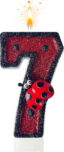 Ladybug Number 2 Birthday Candles - Red & Black Polka Dots Birthday Candles for Cake, 2 Candle for Ladybird Theme Cake Topper, Boys Girls Kids Insect Party Decorations Gifts (No.2) in Saudi Arabia
