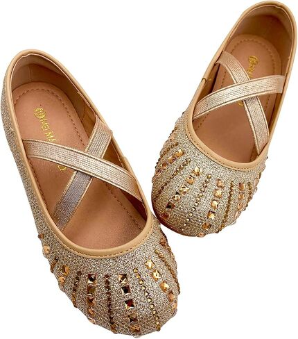 Girls Mary Jane Dress Shoes Rhinestone Dress Shoes Slip On Girl Ballet Flats for Wedding Party, Christmas（Little Kid/Big Kid） in Kuwait
