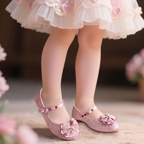 فتيات ماري جين فستان أحذية راينستون فستان أحذية زلة على الفتاة باليه شقق لحفل الزفاف ، عيد الميلاد （طفل صغير/طفل كبير） in Kuwait