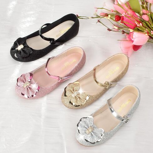 فتيات ماري جين فستان أحذية راينستون فستان أحذية زلة على الفتاة باليه شقق لحفل الزفاف ، عيد الميلاد （طفل صغير/طفل كبير） in Kuwait