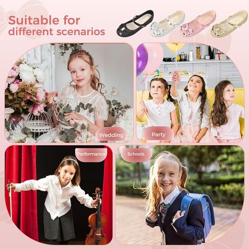 فتيات ماري جين فستان أحذية راينستون فستان أحذية زلة على الفتاة باليه شقق لحفل الزفاف ، عيد الميلاد （طفل صغير/طفل كبير） in Kuwait