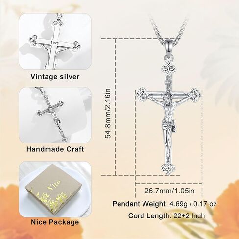 Vito 925 Sterling Silver Saint Necklaces for Women Men, St Michael/Crucifix/Caravaca/St Jude/Virgin Mary Pendant Patron Saint Amulet Medal Religion Jewelry Gift in Saudi Arabia