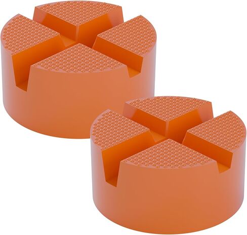 2pcs floor jack rrabber pad ، round dound x -grooves panch patch jack jack pad ، محول سد مقبس عالمي لمقابس المقطورة -حامي السكك الحديدية ، قم بتناسب سيارات مختلفة بسهولة 3.9 × 3.9 × 1.8 في in Kuwait