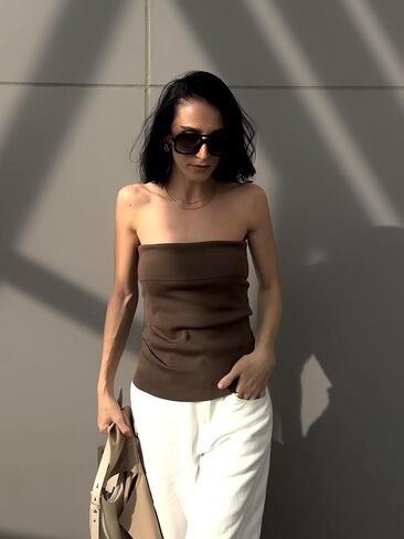 Arach&Cloz Women’s Silk Blend Non Slip Summer Going Out Tube Tops 2025 in Saudi Arabia