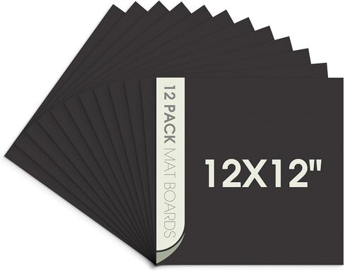 Space Art Deco، حزمة مكونة من 12 لوحة حصيرة سوداء غير مقطوعة مقاس 12 × 12، لوحات دعم غير لامعة خالية من الأحماض للصور والمطبوعات والإطارات والفنون in Kuwait