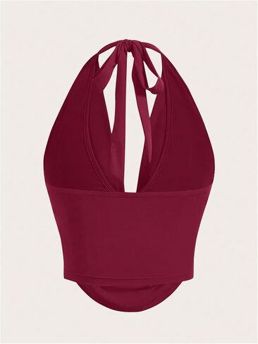 SOLY HUX Women's Halter Draped Front Tank Top Sexy Backless Going Out Crop Vest Tops in Saudi Arabia