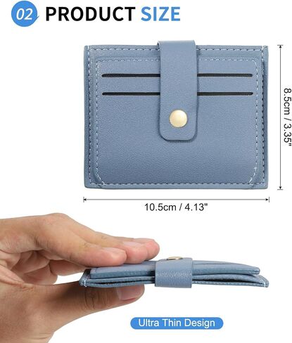 Small Credit Card Wallet Slim Wallet for Women and Men, PU Leather Minimalist Card Holder - 5 Card Slots & 1 Pocket with ID Window, Pink in Saudi Arabia