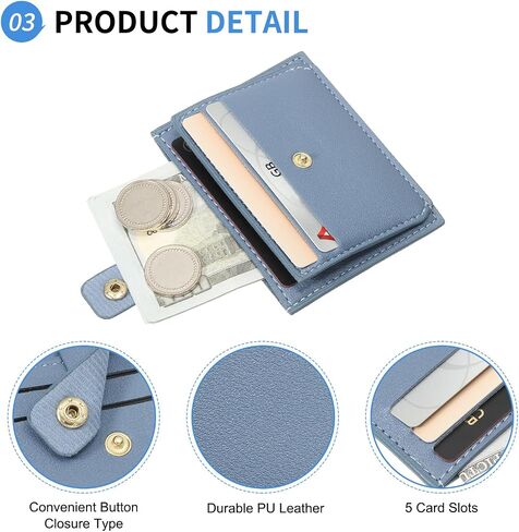 Small Credit Card Wallet Slim Wallet for Women and Men, PU Leather Minimalist Card Holder - 5 Card Slots & 1 Pocket with ID Window, Pink in Saudi Arabia