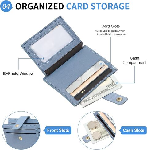 Small Credit Card Wallet Slim Wallet for Women and Men, PU Leather Minimalist Card Holder - 5 Card Slots & 1 Pocket with ID Window, Pink in Saudi Arabia