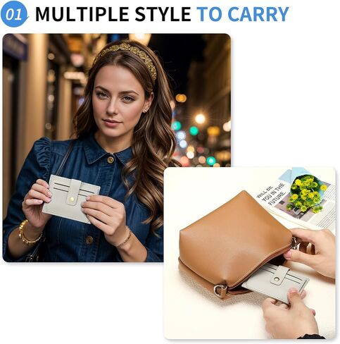 Small Credit Card Wallet Slim Wallet for Women and Men, PU Leather Minimalist Card Holder - 5 Card Slots & 1 Pocket with ID Window, Pink in Saudi Arabia
