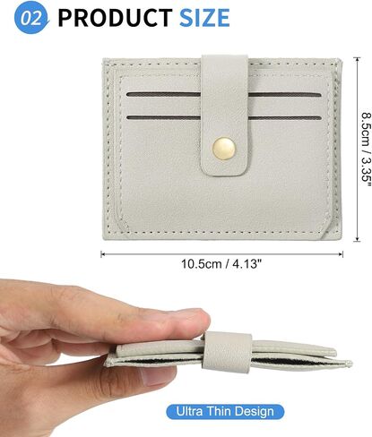 Small Credit Card Wallet Slim Wallet for Women and Men, PU Leather Minimalist Card Holder - 5 Card Slots & 1 Pocket with ID Window, Pink in Saudi Arabia