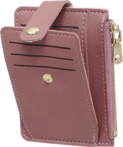 Small Credit Card Wallet Slim Wallet for Women and Men, PU Leather Minimalist Card Holder - 7 Card Slots & 1 ID Window & 1 Zipper Pocket, Blue in Saudi Arabia