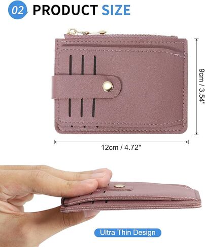 Small Credit Card Wallet Slim Wallet for Women and Men, PU Leather Minimalist Card Holder - 7 Card Slots & 1 ID Window & 1 Zipper Pocket, Blue in Saudi Arabia