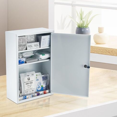 VEVOR 3-Shelf First Aid Cabinet, 1000 Pieces, Large Capacity First Aid Kit, Wall Mounted Medicine Cabinet, OSHA & ANSI 2015 (Class A), Industrial Emergency Metal Med Box, for Business and Worksite in Saudi Arabia