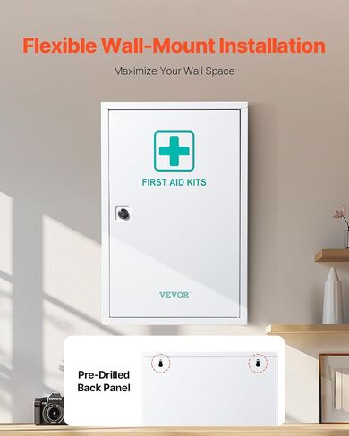 VEVOR 3-Shelf First Aid Cabinet, 1000 Pieces, Large Capacity First Aid Kit, Wall Mounted Medicine Cabinet, OSHA & ANSI 2015 (Class A), Industrial Emergency Metal Med Box, for Business and Worksite in Saudi Arabia