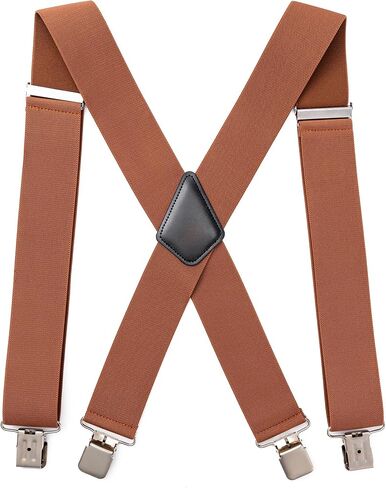 CADONO 2Inch Men's Heavy Duty Suspenders with Strong Clips Adjustable X-Back for Work Jeans in Kuwait