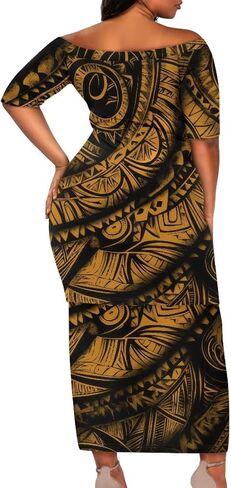 Puletasi Traditional Off Shoulder Dress Plus Size Tops and Skirt Sets in Saudi Arabia