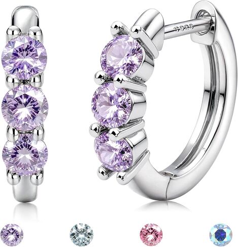 Moissanite Earrings Hoops : 18K White Gold Plated 925 Sterling Silver Earrings Hypoallergenic Small Gold Huggie Hoop Earrings for Women Men Round Cut Multicolor VVS1 in Saudi Arabia