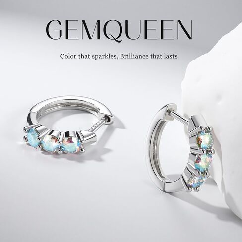 Moissanite Earrings Hoops : 18K White Gold Plated 925 Sterling Silver Earrings Hypoallergenic Small Gold Huggie Hoop Earrings for Women Men Round Cut Multicolor VVS1 in Saudi Arabia