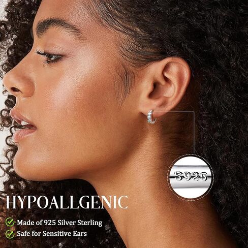 Moissanite Earrings Hoops : 18K White Gold Plated 925 Sterling Silver Earrings Hypoallergenic Small Gold Huggie Hoop Earrings for Women Men Round Cut Multicolor VVS1 in Saudi Arabia