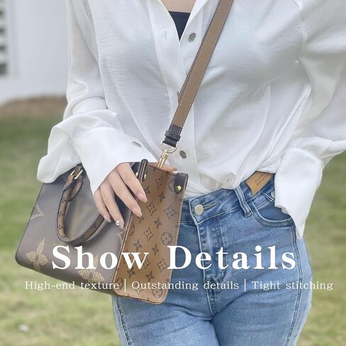 Vachetta Leather Strap for LV ONTHEGO Bag,Double Sided Usable Color-Blocking Cowhide Crossbody Adjustable Strap in Kuwait